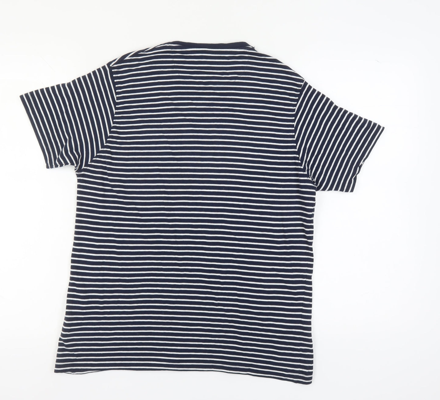 James Pringle Men's Blue Striped Cotton T-Shirt, Size S