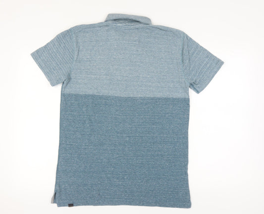 Quiksilver Men's Blue Colourblock Polo Shirt L
