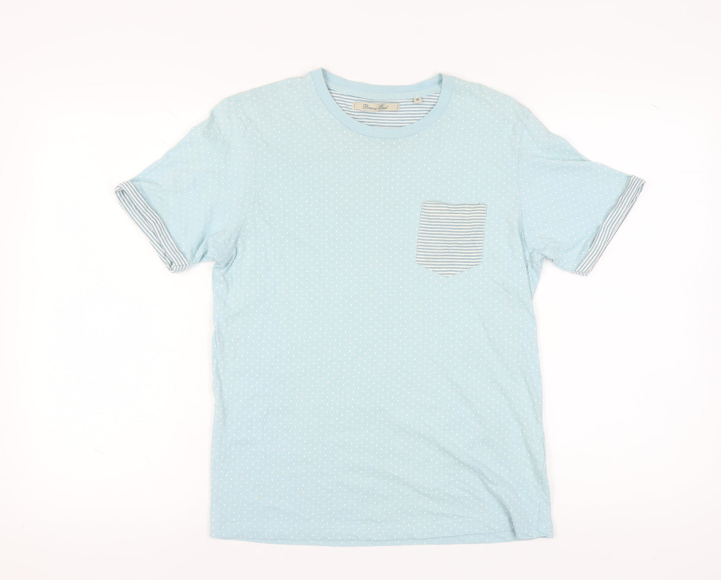 Brave Soul Men's Blue Polka Dot Medium T-Shirt