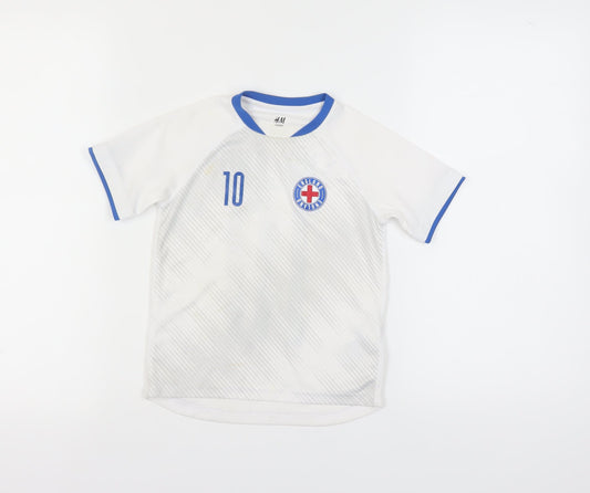 H&M Boys White Football Jersey, 4-5 Years, Short Sleeve