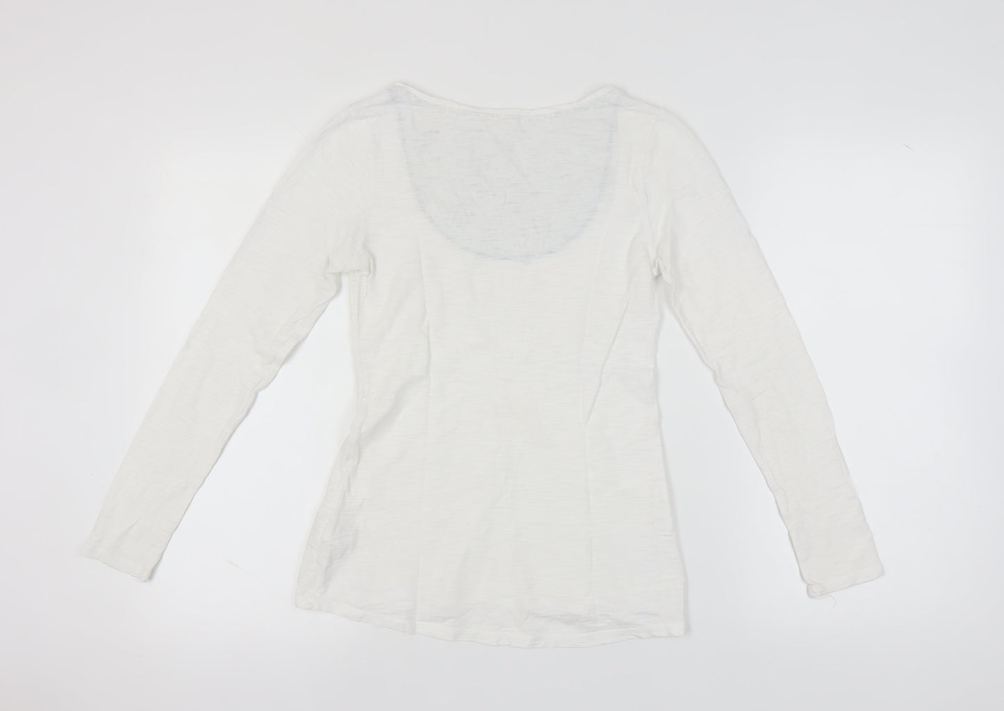 White Stuff Women's White Size 8 Scoop Neck T-Shirt