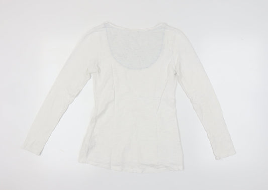 White Stuff Women's White Size 8 Scoop Neck T-Shirt