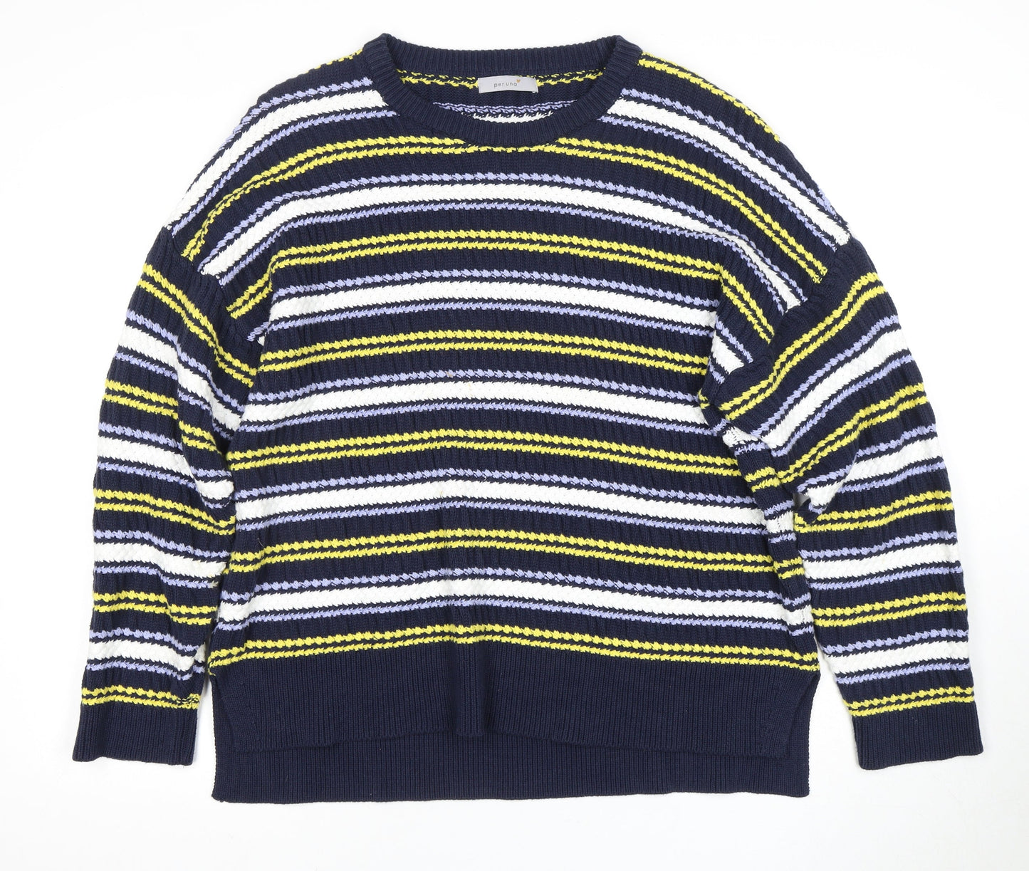 Marks and Spencer Women's XL Blue Striped Pullover Jumper