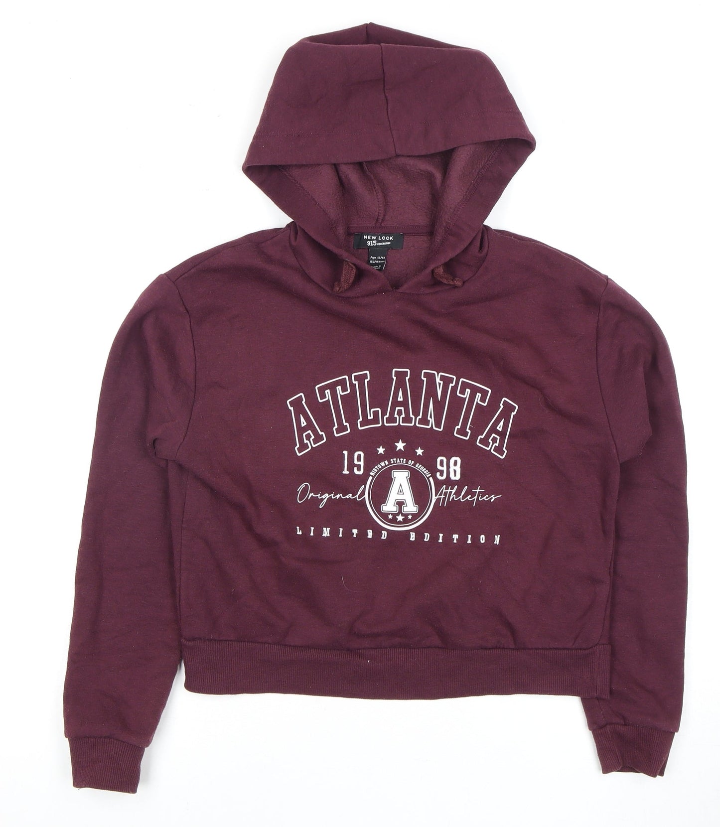 New Look Girls Burgundy Hoodie, Age 12-13, Pullover, Logo