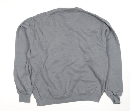 Jerzees Men's Grey Crew Neck Pullover Sweatshirt L