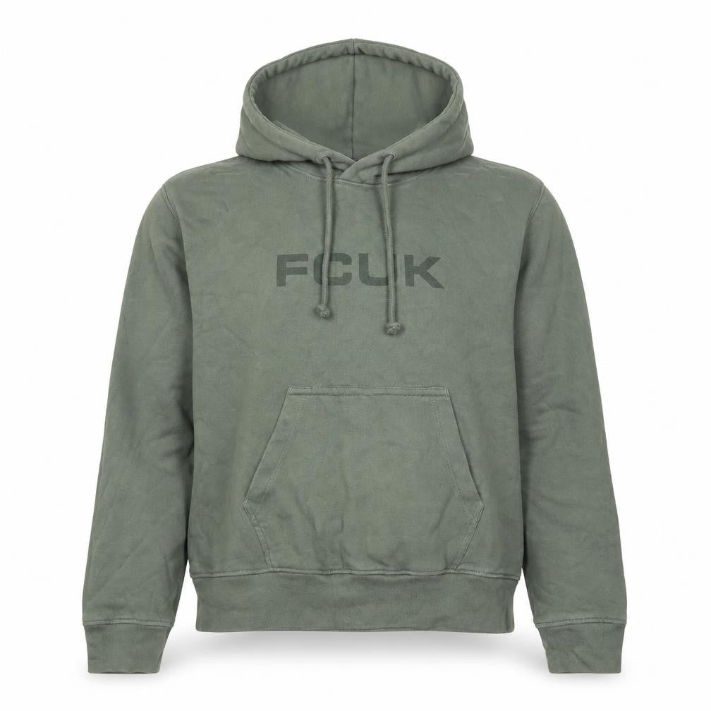 Unisex Adults UK M Regular FCUK Green Pullover Hoodie
