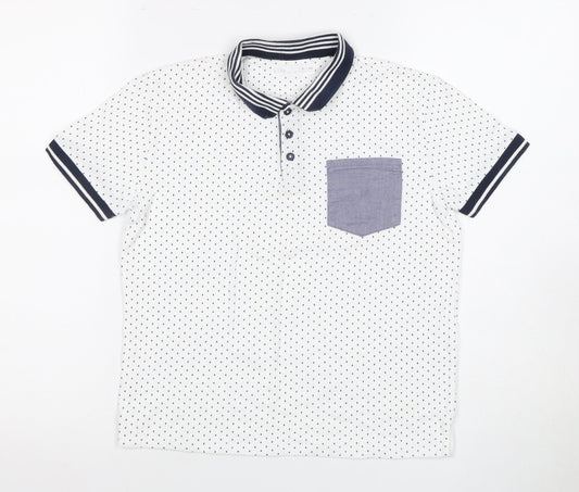 Zara Boys White Polo Shirt with Polka Dot Design, Size 11 Years