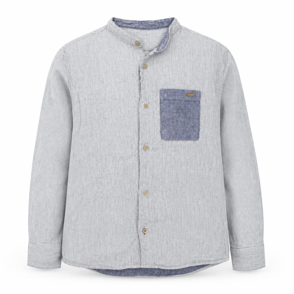 Zara Kids Boys Grey Striped Button-Up Shirt 9 Years