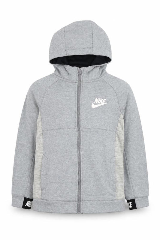 Nike Boys Grey Full Zip Hoodie M with Logo Accent