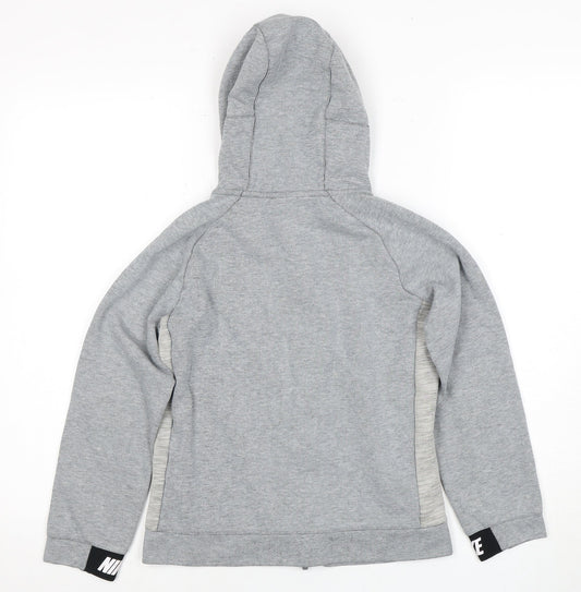 Nike Boys Grey Full Zip Hoodie M with Logo Accent
