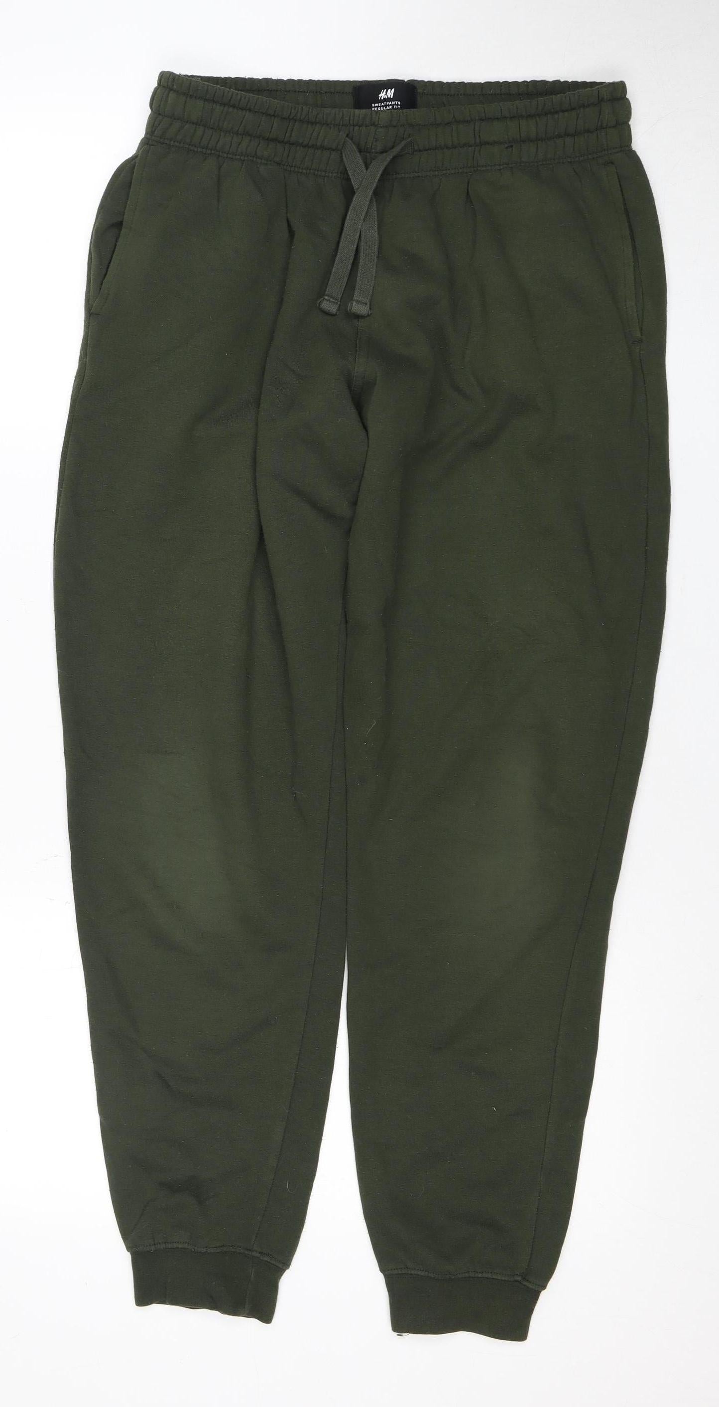 H&M Men's Green Sweatpants S Regular Fit