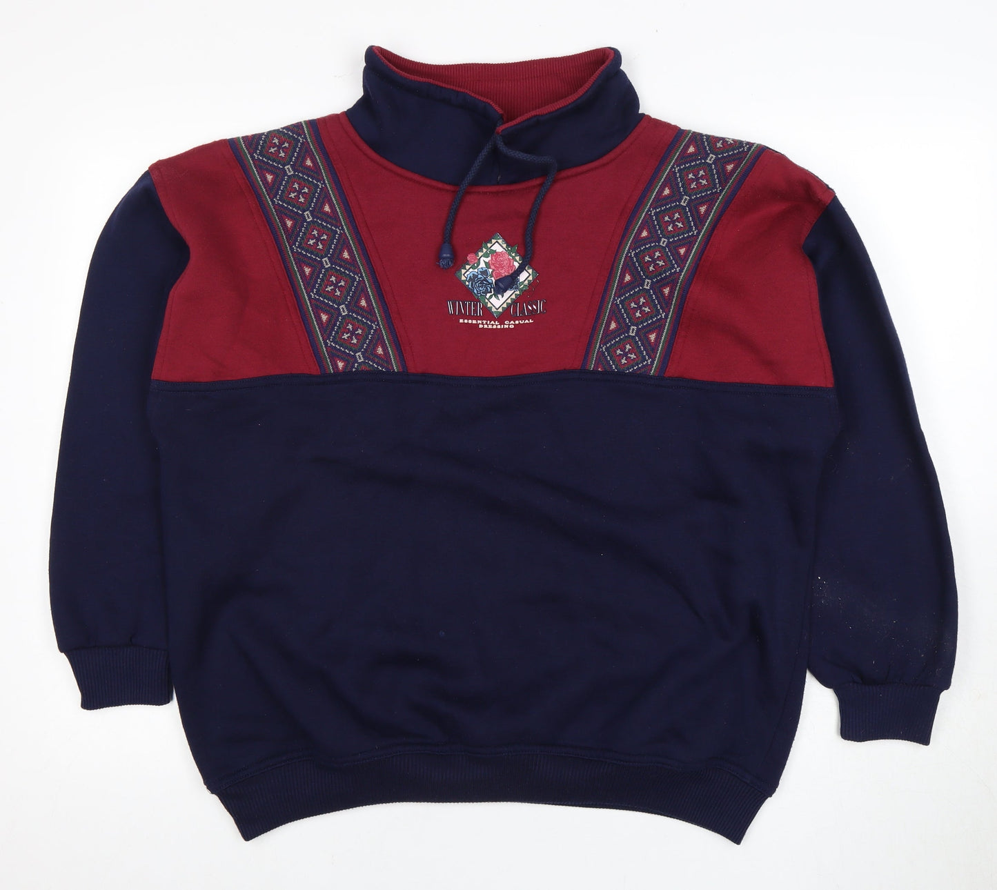 casuals Unisex Red Blue Argyle Pullover Sweatshirt Size 14