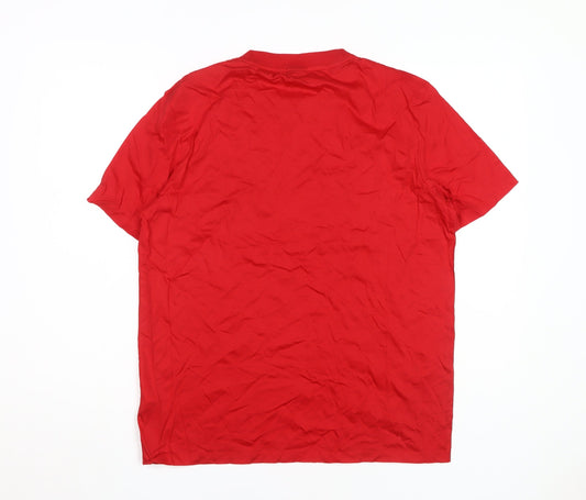 Hugo Boss Men's Red Camouflage T-Shirt, Size M, Cotton