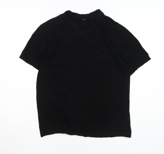 Donnay Men's Black V-Neck T-Shirt, Size S, Short Sleeve