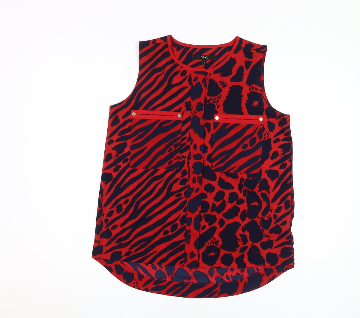 Next Women's Red Animal Print Sleeveless Blouse Size 10
