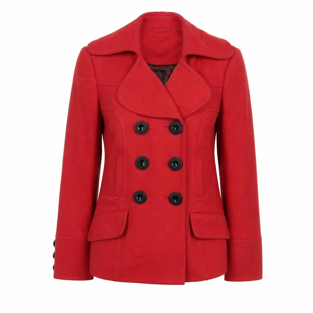 RJR.John Rocha Red Petite Pea Coat Women's Size 10