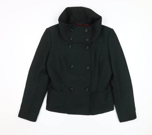 Paul Costelloe Women's Green Pea Coat Size 14 Wool Blend