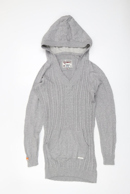 Superdry Women's Grey Hooded Pullover Jumper, M