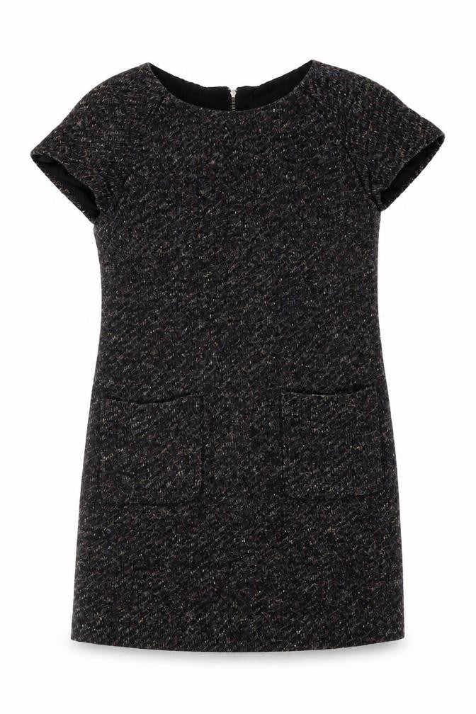 Jigsaw Women's Black Wool Blend Short Sleeve Shift Dress