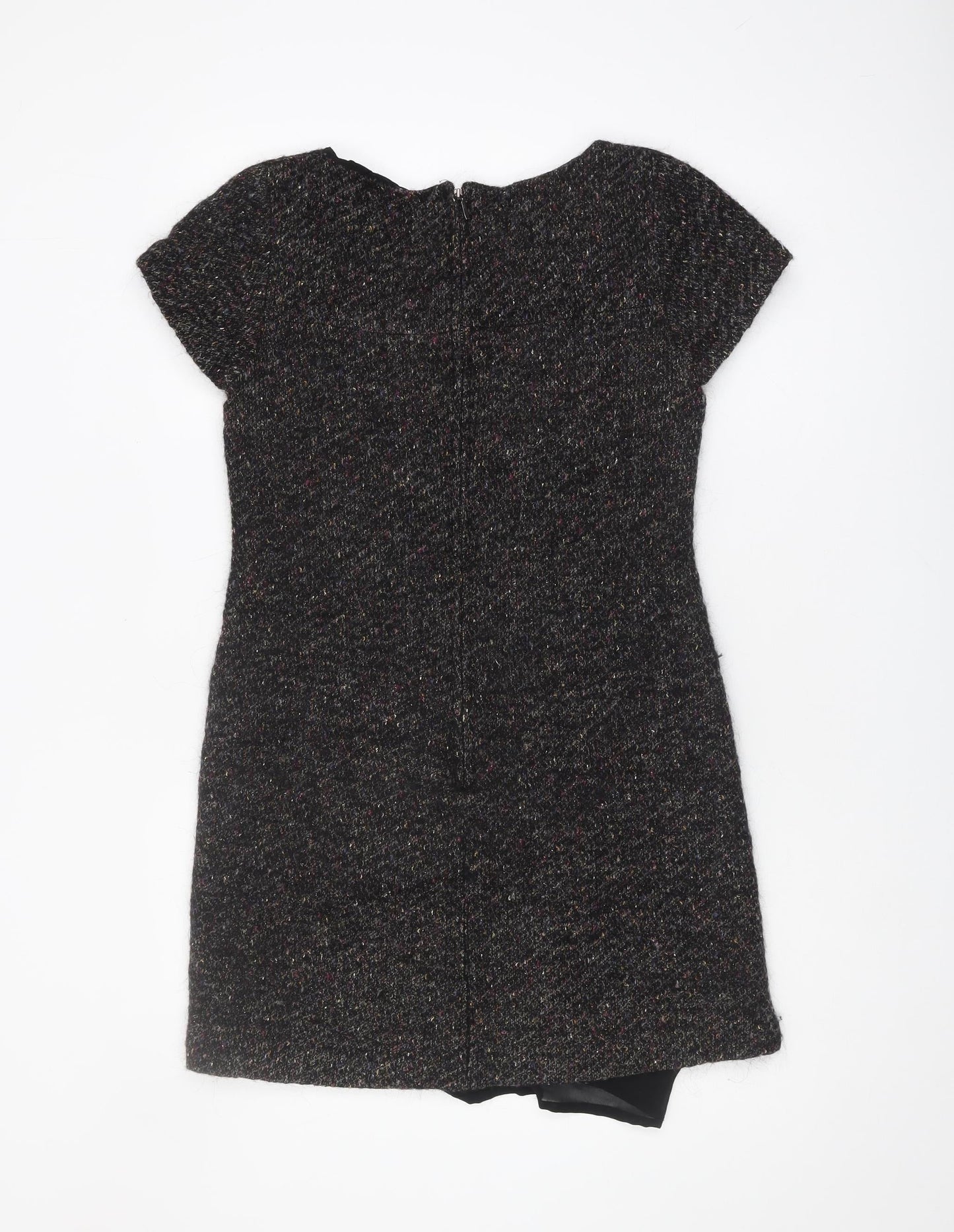 Jigsaw Women's Black Wool Blend Short Sleeve Shift Dress