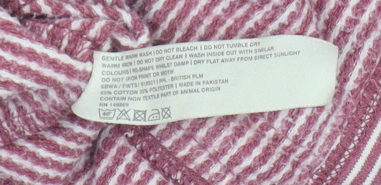 FatFace Women's Pink Striped 1/4 Zip Sweatshirt Size 8