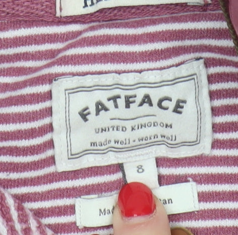 FatFace Women's Pink Striped 1/4 Zip Sweatshirt Size 8
