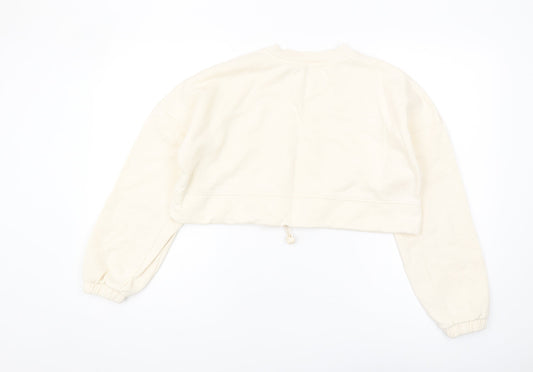 Zara Women's Ivory Crew Neck Sweatshirt - Size S