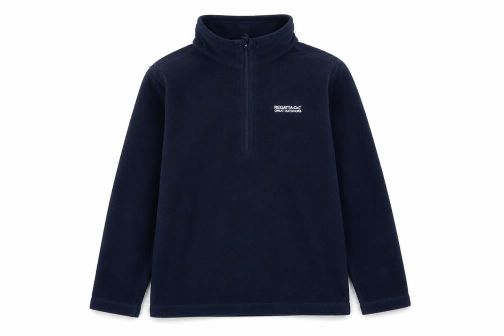 Front view of Regatta boys’ blue fleece 1/4 zip sweatshirt, size 13, years