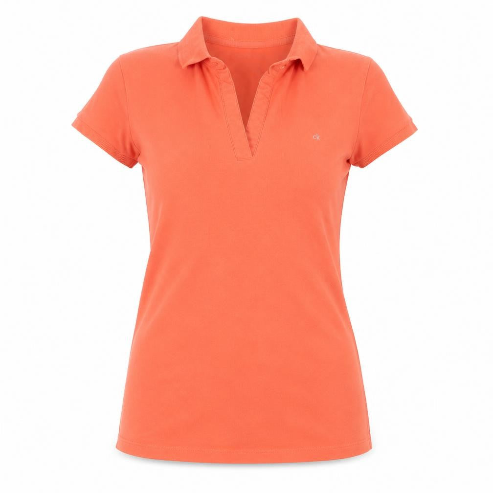 Womens UK Size XS Calvin Klein Jeans Orange Cotton Blend Polo