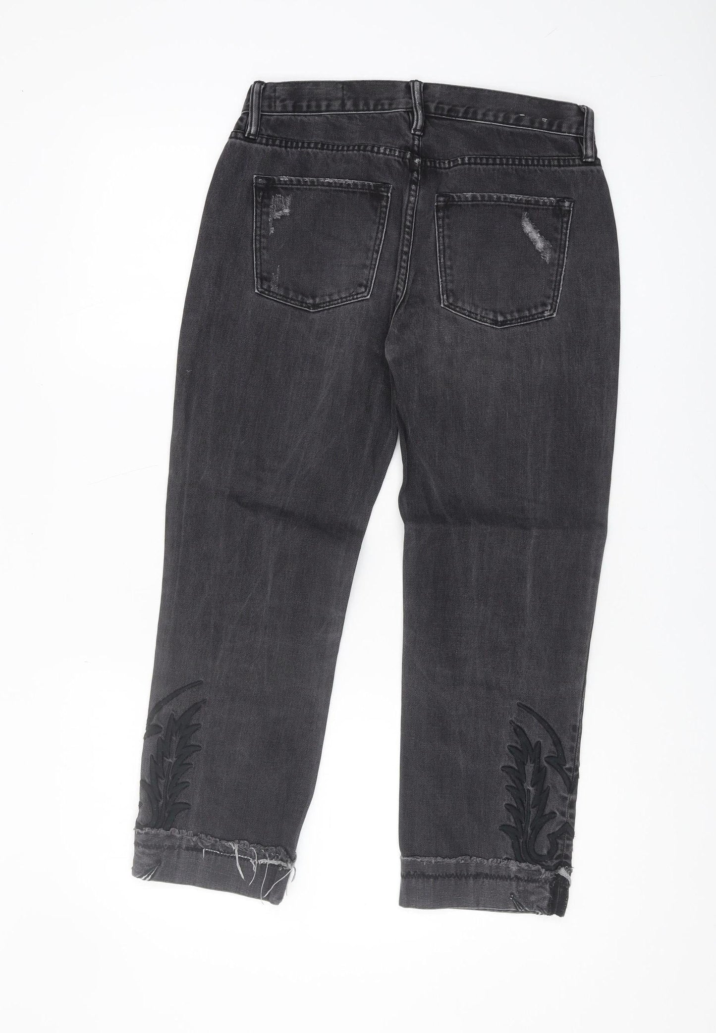 AllSaints Women’s Grey Ankle Jeans Size 25 Embroidered