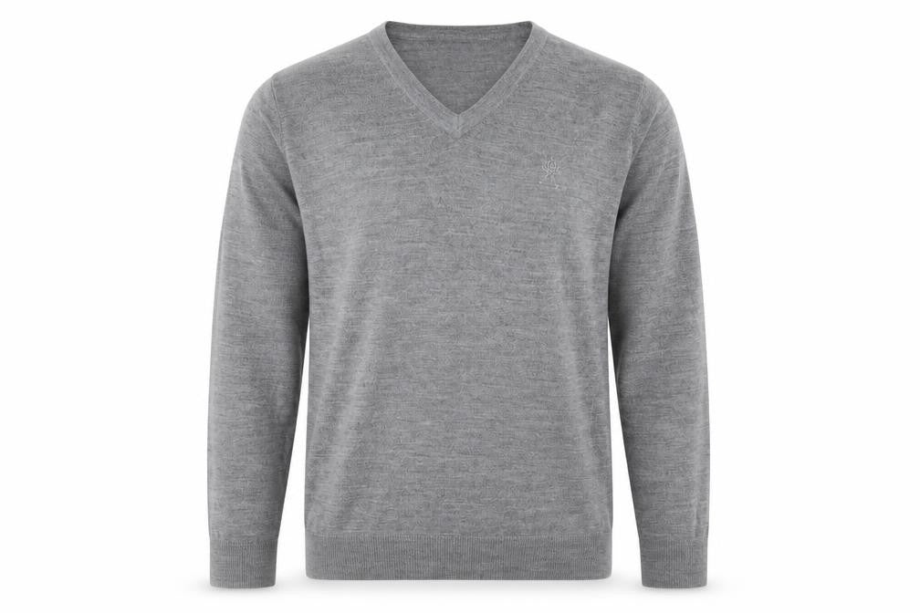 Jeff Banks Men's Grey V-Neck Pullover Jumper, L