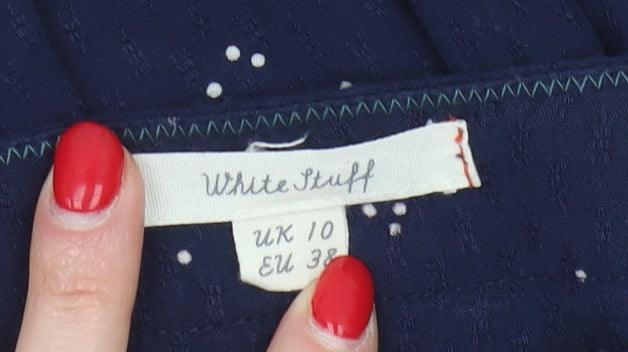 White Stuff Women's Blue Polka Dot Blouse UK 10