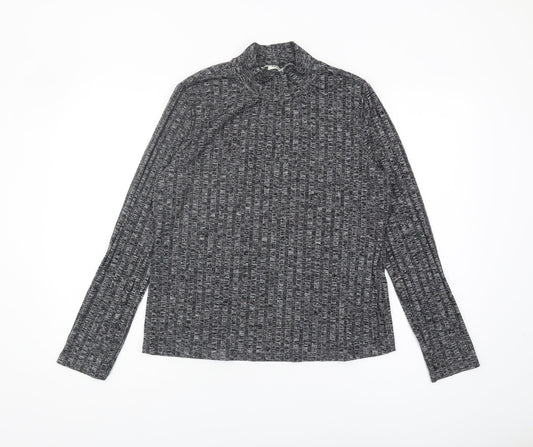 Whistles Women's Grey Basic Long Sleeve High Neck Top