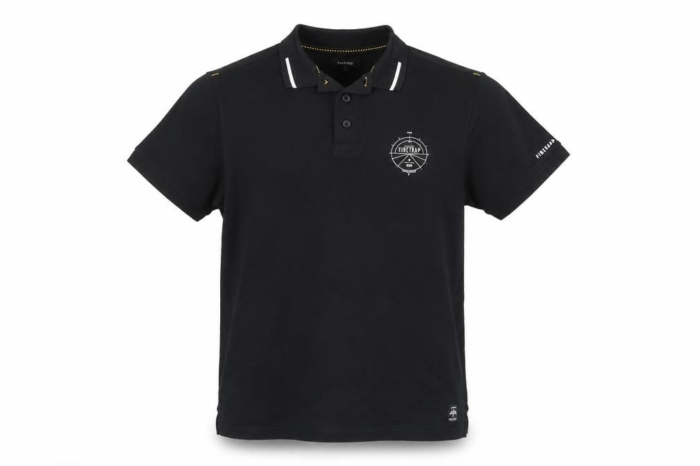 Firetrap Men's Black Polo, M, Short Sleeve, Logo Accent