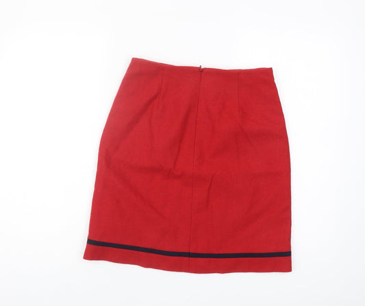 Hobbs Red Wool Pencil Skirt Women's Size 8 Buttoned
