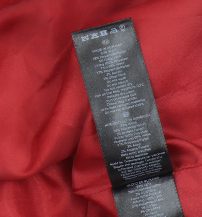 Hobbs Red Wool Pencil Skirt Women's Size 8 Buttoned