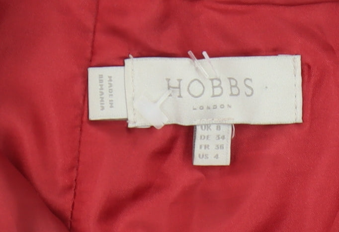 Hobbs Red Wool Pencil Skirt Women's Size 8 Buttoned