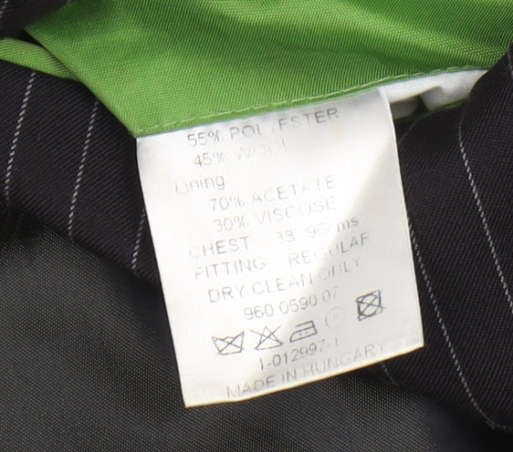 Daniel Hechter Men's Black Pinstripe Suit Jacket 38R