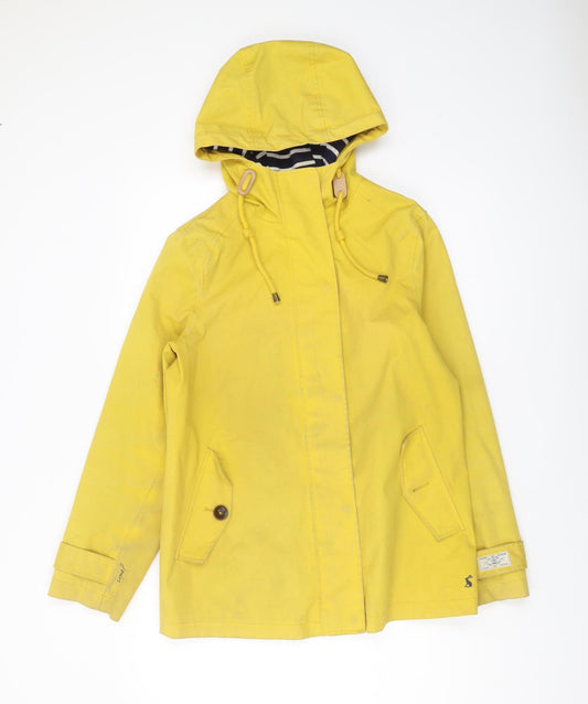 Joules Women's Yellow Hooded Rain Coat, Size 10