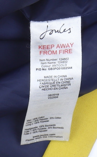 Joules Women's Yellow Hooded Rain Coat, Size 10
