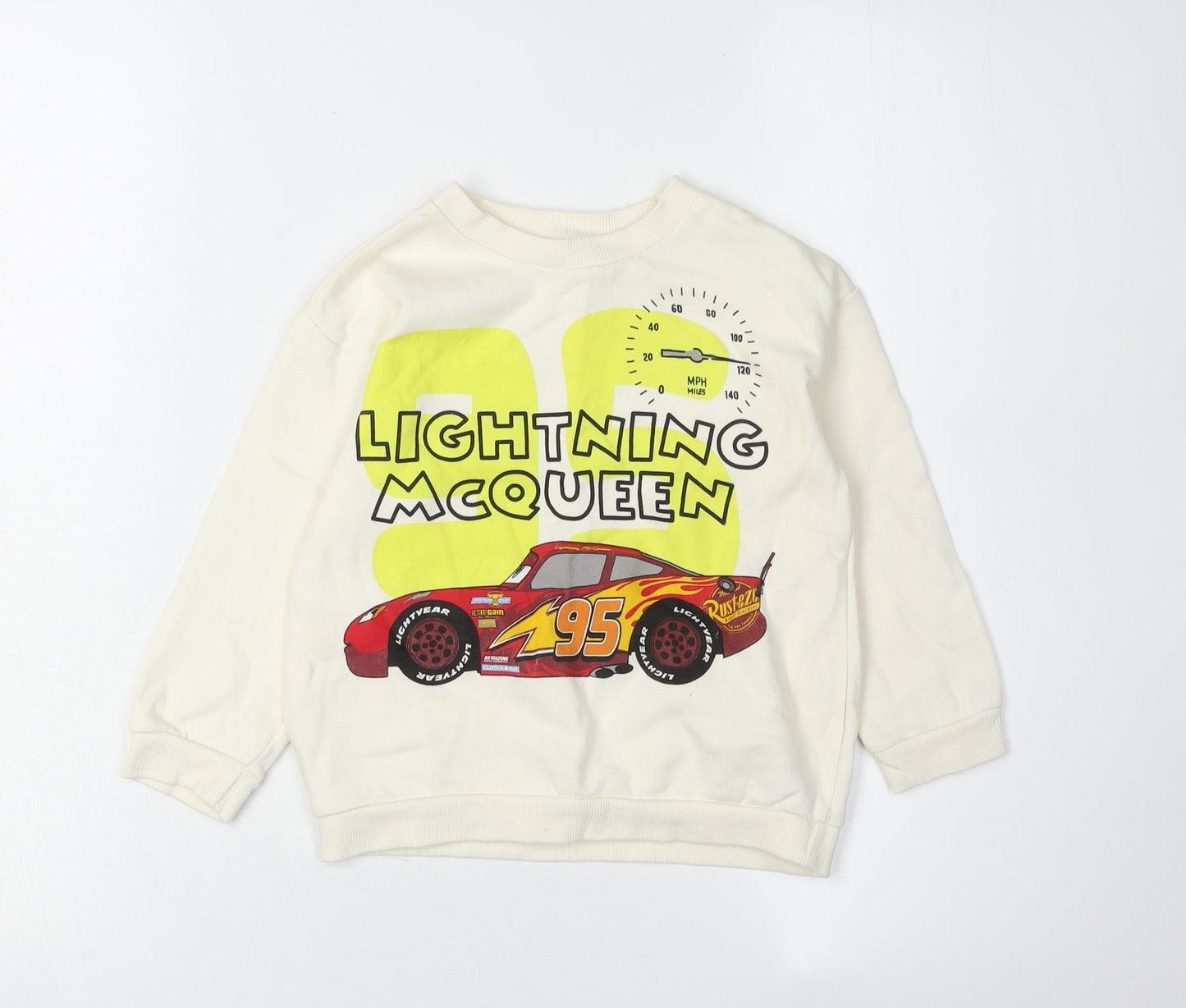 George Boys Lightning McQueen White Pullover Sweatshirt 2-3Y