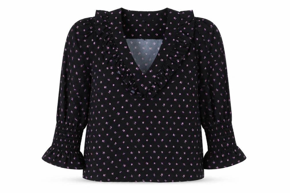 Womens UK Size XS French Connection Black Polyester Blouse