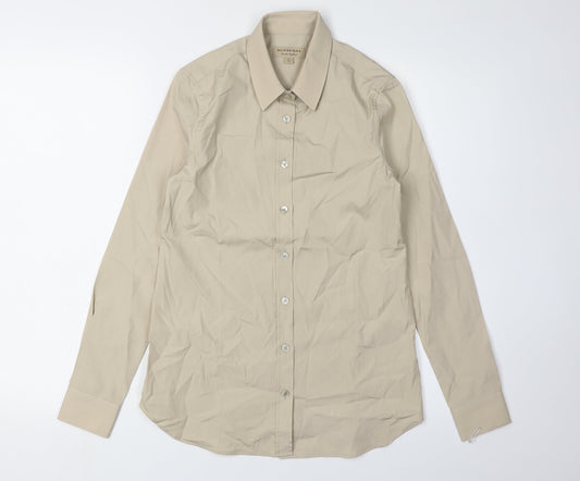 Burberry Women's Beige Slim Fit Button-Up Shirt Size 2
