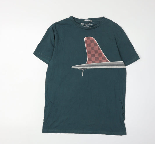 Billabong Men's Green Graphic Print T-Shirt Size 16