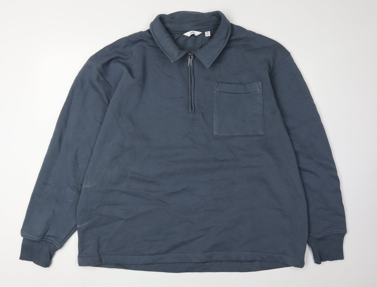 Next Men's XL Blue Collared Zip Sweatshirt