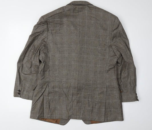 Lester Bowden Men's Brown Check Blazer Size 46S