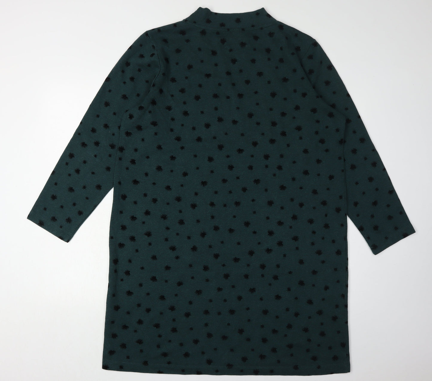 White Stuff Women's Green Mock Neck Shift Dress Size 18