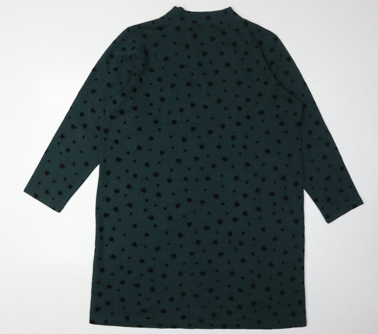 White Stuff Women's Green Mock Neck Shift Dress Size 18