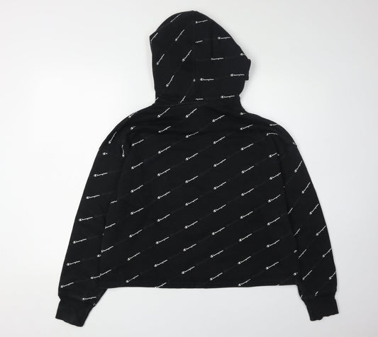 Champion Unisex Black Logo Hoodie L