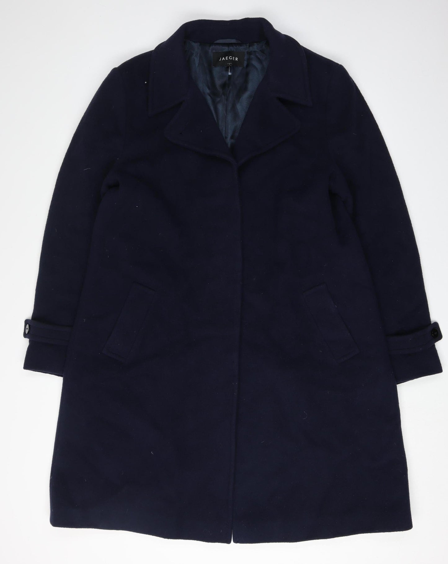Jaeger Men's Black Wool Overcoat Size 16